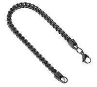 SOLUSTRE Bracelet pour Homme en Acier Inoxydable 6 MM Noir Chaîne à Maillons Robuste Bijou Léger et Confortable pour Usage Quotidien et Présents Masculins