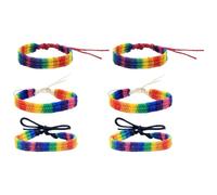SOLUSTRE Bracelets Arc-en-ciel Tissés en Coton Lot de 6 Accessoires Classiques Réglables et Confortables pour Hommes et Femmes Lors D'activités de Groupe et Processions