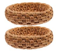 SOLUSTRE Bracelets Rotin Vintage Faits Main 2pcs en Bois Léger et Confortable pour L'été, Style Rétro Ethnique Usage Quotidien Voyages