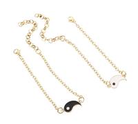SOLUSTRE Bracelets Yin Yang Tai Chi en Acier Inoxydable Doré, Bracelets Cœur Assortis pour Couples, Ajustables, Bijoux D'amitié et Lien de Couple pour Occasions Diverses