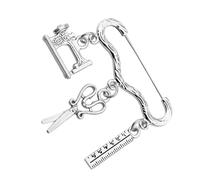 SOLUSTRE Broche Créative Machine à Coudre en Métal Argenté, Épingle de Tailleur pour Paquet à Dos et Vêtements, Accessoire Couture Unisexe, Présent Original pour Créateurs et Amateurs