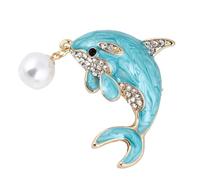 SOLUSTRE Broche Dauphin en Alliage Perle Blanche, Broche pour Femme, Accessoire de Vêtements Élégant pour Soirée et Usage Quotidien, Finition Goutte D’huile, Design Créatif, Bijou