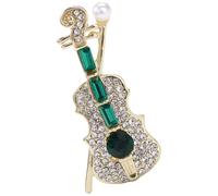 SOLUSTRE Broche Violon en Alliage Vert 1 Pièce, Épinglette Bijoux Femme, Accessoire Élégant pour Veste et Chemisier, Présent Anniversaire et Occasions Spéciales, Pin’s Mode Féminine