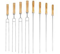 SOLUSTRE Brochette de Barbecue en Acier Inoxydable avec Bâtonnet à Rôtir Double Tête 8 Pièces et Paquet à Cordon Outil à Brochettes pour Barbecue Couleur Aléatoire pour