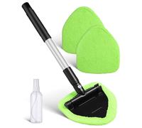 SOLUSTRE Brosse Anti-buée pour Vitres de Voiture et Fenêtres Domestiques, Alliage Solide, Poignée Antidérapante, Kit de Nettoyage avec Vaporisateur et Manche Télescopique, 100 ML