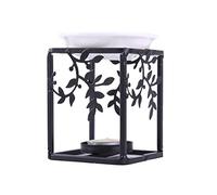 SOLUSTRE Brûleur à Huile Essentiel en Fer Noir Support en Céramique, Stable et Décoratif, pour Balcon ou Jardin, Diffuseur D’arômes Motifs Élégants