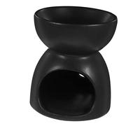 SOLUSTRE Brûleur de Cire Mignon Céramique Noire Mate Grand Volume Design Creux Décoratif Diffuseur Darômes pour Maison Salon Chambre et Espace