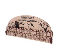 SOLUSTRE Calendrier de L'avent Calendrier Compte à Rebours Halloween en Bois Beige Sorcière Créative, Décoration d'halloween Maison pour Bureau et Maison