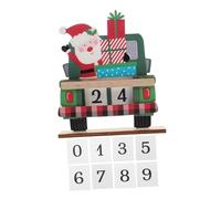 SOLUSTRE Calendrier de Noël avec Blocs Décompte Père Noël Décoration Festive Verte pour Table et Centre de Fête