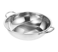 SOLUSTRE Caquelon Fondue Chinoise Acier Inoxydable Double Compartiment 34 CM Marmite pour Usage Commercial Cuisine Induction