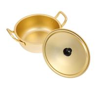SOLUSTRE Casserole Cuisine en Aluminium Or Couvercle Double Poignée, Pot à Ramen pour Cuire Œufs et Nouilles, Petit Pot Cuisine Rapide