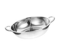 SOLUSTRE Casserole Inox Compartimentée avec Poignées Marmite à Deux pour Induction Pot Pratique et pour Fondue et Cuisson Familiale