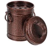 SOLUSTRE Cendrier en Fer Galvanisé Style Seau Vintage avec Couvercle, Portable et Résistant la Décoloration, pour Restaurant ou Café, Design Compact et Élégant