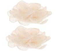 SOLUSTRE Clips Décoratifs pour Chaussures à Talons Hauts - Paire de Pinces Amovibles Fleur de Camélia en Tulle Pailleté Ivoire - Accessoires de Décoration Élégants pour Mariages et Soirées
