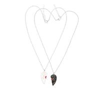 SOLUSTRE Collier Couple Cœur Puzzle en Alliage Argenté, Pendentif Cœur Brisé, Bijoux Assortis pour Amoureux, Présent Couple Romantique, Accessoire Quotidien