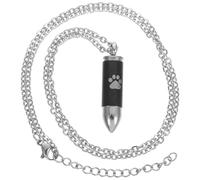 SOLUSTRE Collier de Crémation pour Animaux de Compagnie en Acier Titane Noir, Pendentif Minimaliste Empreinte de Patte, Souvenir Funéraire Élégant pour Chien et Chat