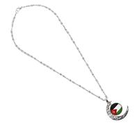 SOLUSTRE Collier Pendentif en Palestine avec Lune Creuse en Alliage, Bijou Décoratif Stylé, Éclat Brillant, Usage Polyvalent, pour Hommes et Femmes Lors de Rassemblements Décontractés