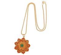 SOLUSTRE Collier pour Femme Fleur de Nénuphar Vintage en Laiton Doré Pendentif Fait Main, Style Rétro Ethnique Élégant, Port Quotidien