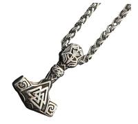 SOLUSTRE Collier Viking Marteau Mythologique Acier Inoxydable pour Homme Pendentif Vintage Bijoux Masculins Stylés pour Fêtes et Sorties