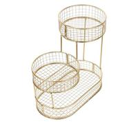 SOLUSTRE Corbeille à Fruits pour Rangement Polyvalent et Gain de Place Doré à 3 Niveaux, Design Multicouche pour Plan de Travail Cuisine
