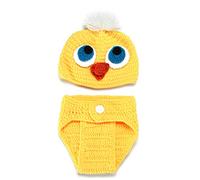 SOLUSTRE Costume Bébé Jaune Poupon en Laine Tricotée Délicate pour Séance Photo, Accessoire Photo -né de Poulet sans Chaussures