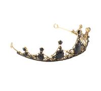 SOLUSTRE Couronne Baroque Noire en Alliage Légère et Non Déformable, Diadème Cristal pour Mariée, Accessoire Photo Mariage et Ambiance Festive