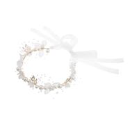 SOLUSTRE Couronne de Fleurs Blanche pour Garçon et Filles avec Perles et Ruban, Serrage-tête Confortable en Alliage de Zinc, pour Sorties Décontractées et Usage Quotidien