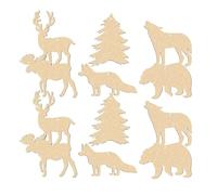 SOLUSTRE Découpes en Bois Brut Animaux Sauvages Forêt 30 Pièces DIY Peinture Décorative Suspendue pour Loisirs Créatifs et Fêtes Tranches Bois Vierges Multifonctions Accessoires Artisanat