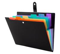 SOLUSTRE Dossier de Fichiers Accordéon en PP Noir pour Papiers A4, Organiseur Portable 7 Compartiments pour Rangement Travail
