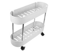 SOLUSTRE Double Chariot de Rangement à roulettes Support Polyvalent pour Salon de Beauté Cuisine Chambre et Salle de Bain Meuble Mobile Pratique
