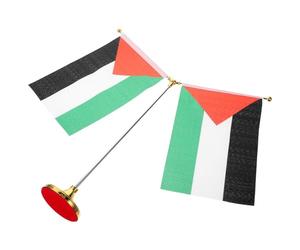 SOLUSTRE Drapeau Palestine Petit Drapeau Stable Décoration Palestinienne Élégante avec Support en Acier Inoxydable de Y de Table pour Bureau et Salle de Réunion