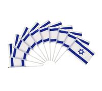 SOLUSTRE Drapeaux Israël la Décoloration pour Décoration Intérieure et Extérieure 10 Pièces Pliables en Polyester Résistant Bannière Décorative Nationale