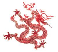 SOLUSTRE Écusson Thermocollant à Coudre Grand Format Motif Dragon Rouge, Applique Brodée Décorative pour Vêtements, Patch Réparation Tissu pour Couture et Décoration DIY