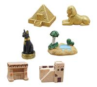 SOLUSTRE Ensemble 6 Pièces Pyramides Égyptiennes Miniatures en Résine Décoration de Bureau Créative, Figurines Style Égypte Antique, Sphinx et Oasis pour Exposition Historique et