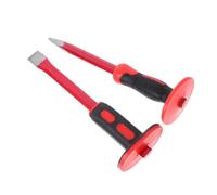 SOLUSTRE Ensemble de Burins à Pierre 30 CM Protège-Mains, Ciseau Plat et Ciseau à Froid pour Maçonnerie, Sculpture et Démolition