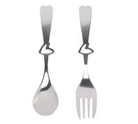 SOLUSTRE Ensemble de Couverts de Mariage Poignée de Cœur en Acier Inoxydable Argenté 4 Sets Sûrs et Sains pour Fêtes et Présents Élégants