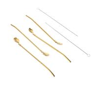 SOLUSTRE Ensemble de Pailles Réutilisables en Acier Inoxydable Cuillère à Paille Élégante et Délicate, Forme Ronde, pour Boire Thé au Lait ou Fêtes
