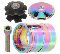 SOLUSTRE Entretoise de Casque Vélo, Entretoise de Direction, Alliage D'aluminium, 28,6mm, Kit de Rondelles pour Fourche, Bords Lisses, Compatible Vélos de Route et VTT
