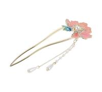 SOLUSTRE Épingle à Cheveux Accessoire Coiffure en Métal Artisanale Chinoise Forme U Fleur de Pivoine Élégant et Polyvalent pour Femmes, pour Soirées et Banquets