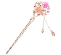 SOLUSTRE Épingle à Cheveux Longue Élégant Style Antique en Alliage Pourpre Double Fleur Accessoire Coiffure Ethnique pour Coiffage Polyvalent et Tenue Traditionnelle