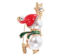 SOLUSTRE Épingle de Noël Mignonne en Alliage et Plastique avec Cristaux et Perles, Épingle à Châle Vintage pour Tenue Festive D'hiver, Accessoire Délicat pour Usage Quotidien