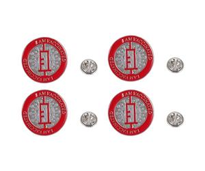 SOLUSTRE Épingle de Poitrine en Alliage Léger et Résistant 4pcs pour Prévention Épidémie, Badge Rouge Décoratif Personnalisé pour Décolleté Femme