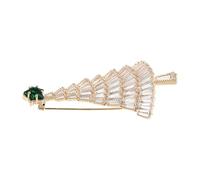 SOLUSTRE Épingle Décorative Sapin de Noël Élégante en Alliage Doré Zircon, Légère et Résistante, pour Fête de Noël et Banquet