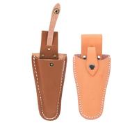 SOLUSTRE Étui à Sécateur en Cuir de Vachette Épais 2 Pièces pour Outils de Coupe, Pochette Porte-ciseaux de Jardin Marron et Jaune, Accessoire Robuste pour Outillage Jardin Professionnel