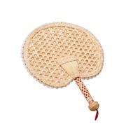 SOLUSTRE Éventail Rond Tissé Main Léger en Paille Ventilateur Portable à Main Été Élégant et Naturel pour Décoration et Rafraîchissement