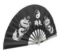 SOLUSTRE Éventail Tai Pliant INOX pour Danse et Arts Martiaux, Portable, Accessoire Traditionnel pour Performance, Noir, Facile à Ranger, pour Femmes et Enfants