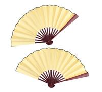 SOLUSTRE Éventails Pliants Lot de 2 en Tissu Style Chinois Élégant Cadre en Bambou, Multifonctionnels pour Disperser la Chaleur Décoration Murale Danse