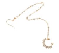 SOLUSTRE Faux Anneau Nez Non Piercing Doré de Cristaux avec Chaîne Oreille Bijoux Corps Légers sans Perçage pour Femmes Style Danse Africaine Accessoire Mode pour Fêtes et Cérémonies