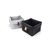 SOLUSTRE Felt Storage Basket With Leather Handle Open Design Desktop Organizer For Clothes Sundries Supplies