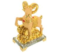 SOLUSTRE Figurine de Chèvre du Nouvel an 2027 en Résine Dorée | Décor de Bureau et Table, Pièce Élégante Artistique, Pièce à Monnaie et Lingots Inclus, Collection Annuelle